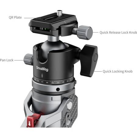 SmallRig 5564 - monopod fotograficzny Carbon z głowicą kulową - szczegóły głowicy